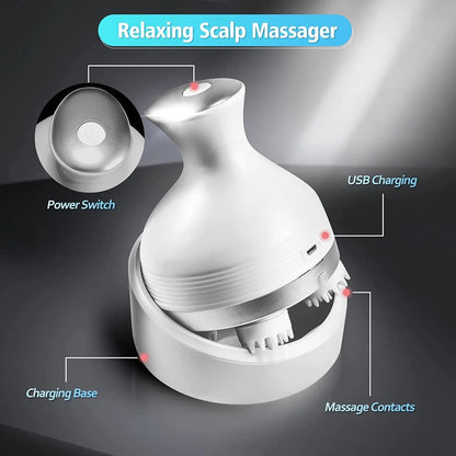Electric Head, Scalp & Full Body Massager – Waterproof, Rechargeable, Washable | 4D Kneading Heads |
