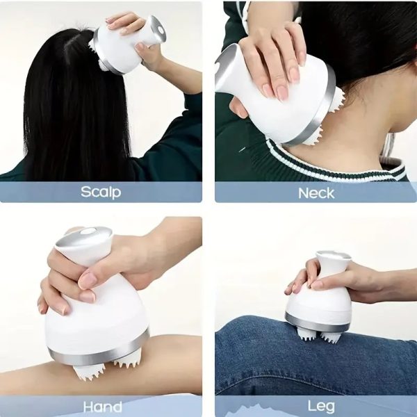 Electric Head, Scalp & Full Body Massager – Waterproof, Rechargeable, Washable | 4D Kneading Heads |