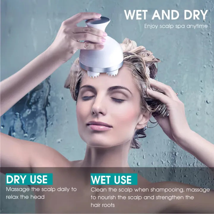 Electric Head, Scalp & Full Body Massager – Waterproof, Rechargeable, Washable | 4D Kneading Heads |
